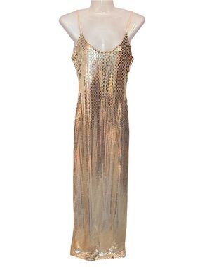 MISSGUIDED Gold Sequin Slip Maxi Dress